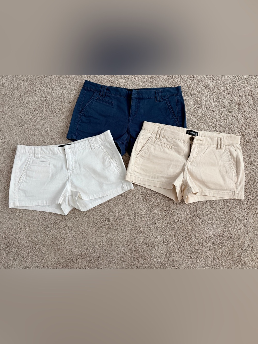 Express Women's Shorts Trio - Navy, White & Beige